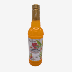 bottle of sugar-free hibiscus passion fruit syrup