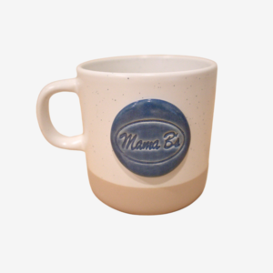 short white mug with logo